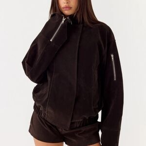 Chocolate Brown Faux Suede Jacket